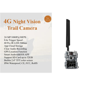 5.8CS 4G Trail Camera & GPS Tracker 24MP Photo 1080p Video Smart Android / iOS App