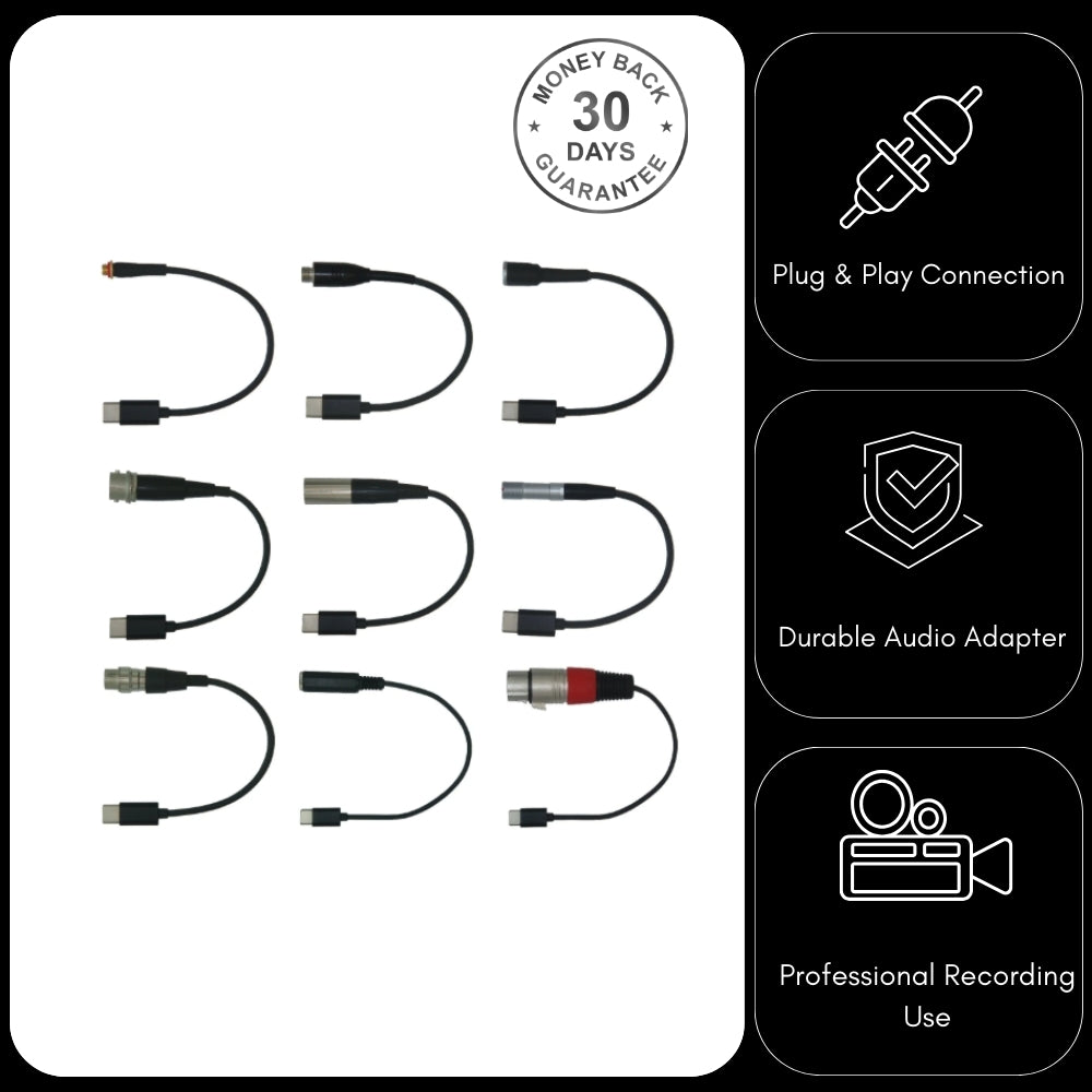 Type-C USB Microphone Adapter for Smartphone Tablet to Convert Lavalier Ear-hook Headworn Instrument Mic