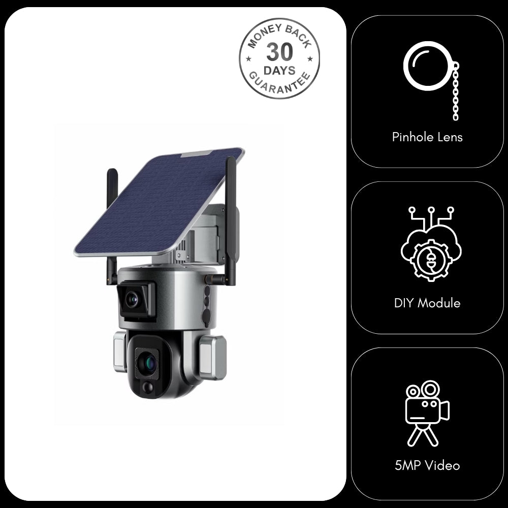 4G Solar PTZ Camera 8MP Dual Lens (4MP+4MP) Auto Human Tracking 10x Optical Zoom Night Vision