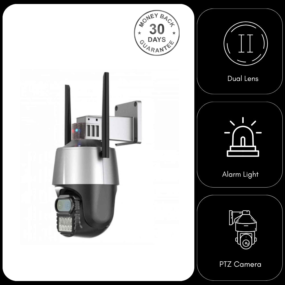 8MP Wireless Wi-Fi CCTV Camera 8x Optical Zoom Dual Lens PTZ Human Tracking Alarm Light