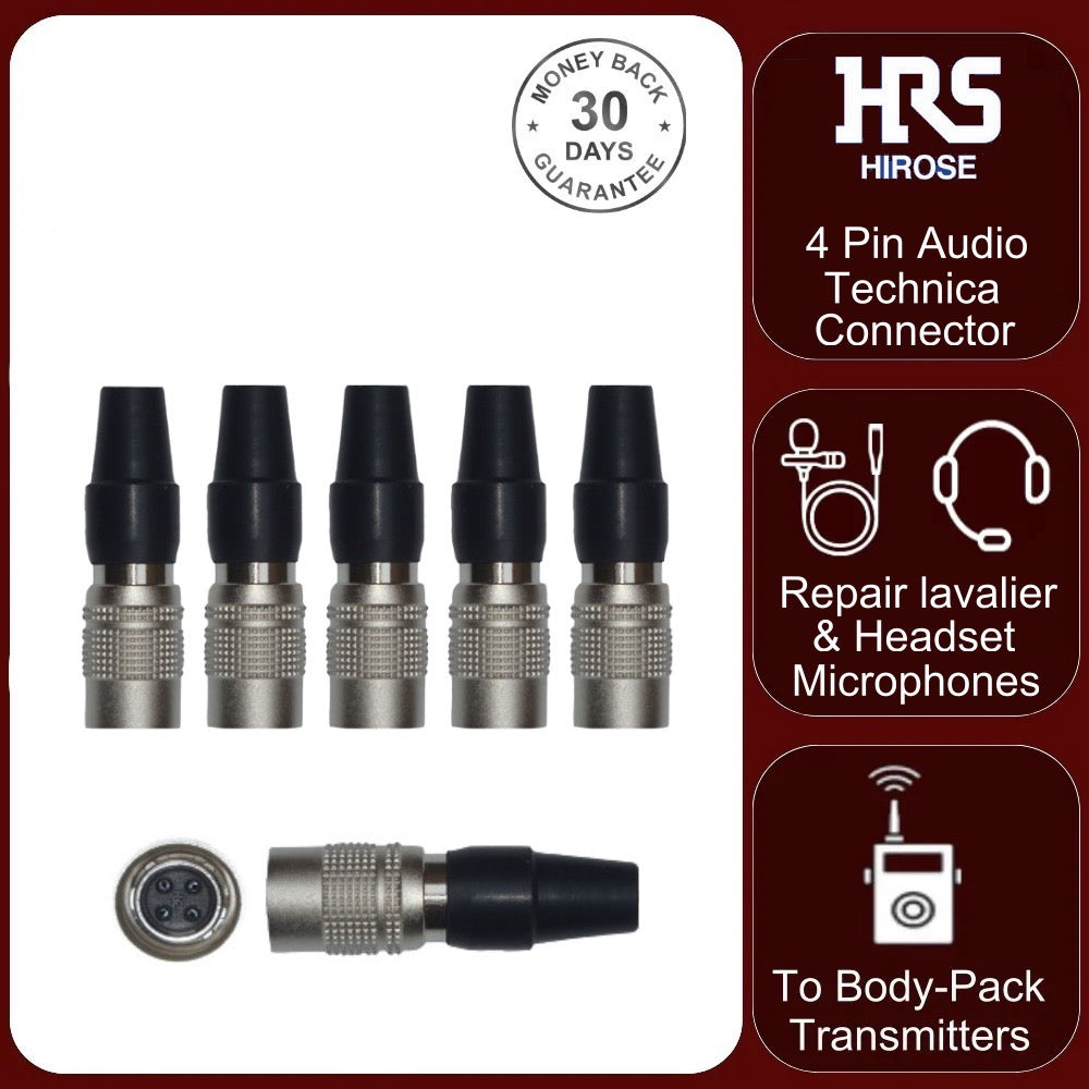5x HR10A 7P 4S 4 Pin Hirose Locking Female Connector Audio Technica Microphone