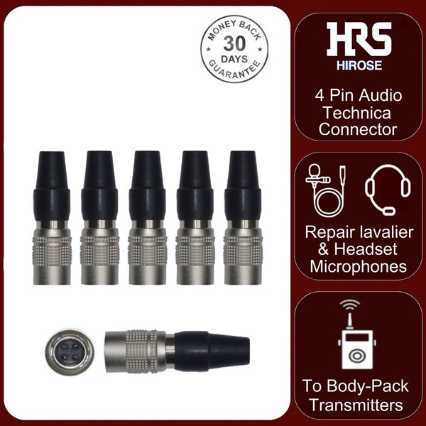5x HR10A 7P 4S 4 Pin Hirose Locking Female Connector Audio Technica Microphone