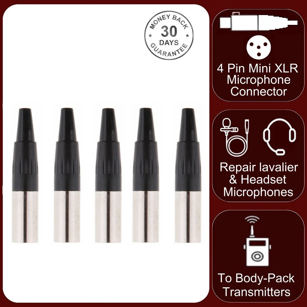 5x TA4M 4 Pin Mini XLR Male Inline Socket Fits TA4F Female Audio Connector Plug