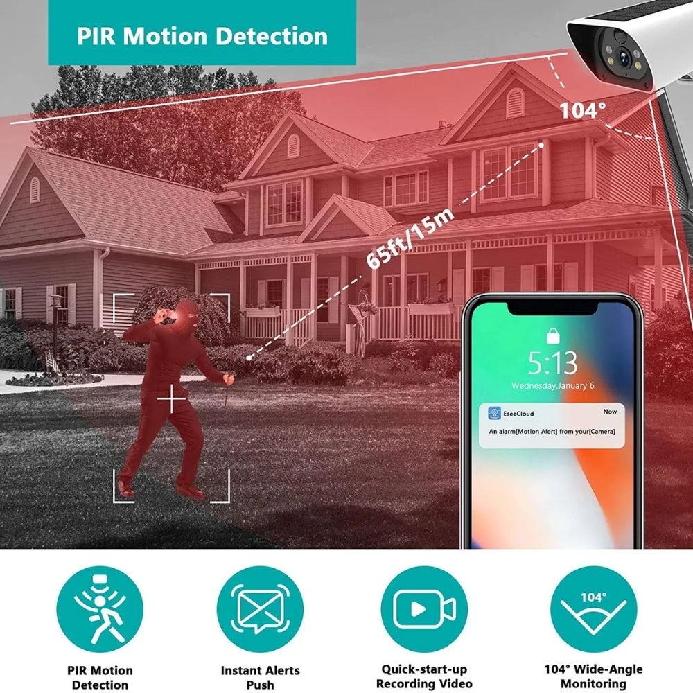 Y9 Wireless 4G Wifi Solar Power Wire Free Video Camera CCTV Security All Year Round