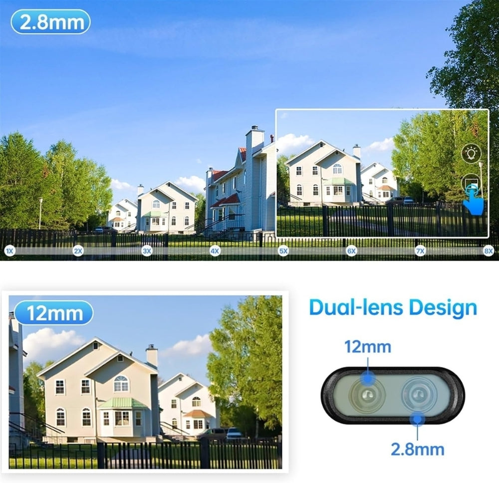 8MP CCTV Camera Wireless Wi-Fi 8x Optical Zoom Dual Lens PTZ Human Tracking Alarm Light