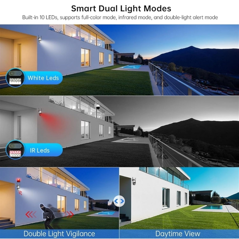 8MP CCTV Camera Wireless Wi-Fi 8x Optical Zoom Dual Lens PTZ Human Tracking Alarm Light