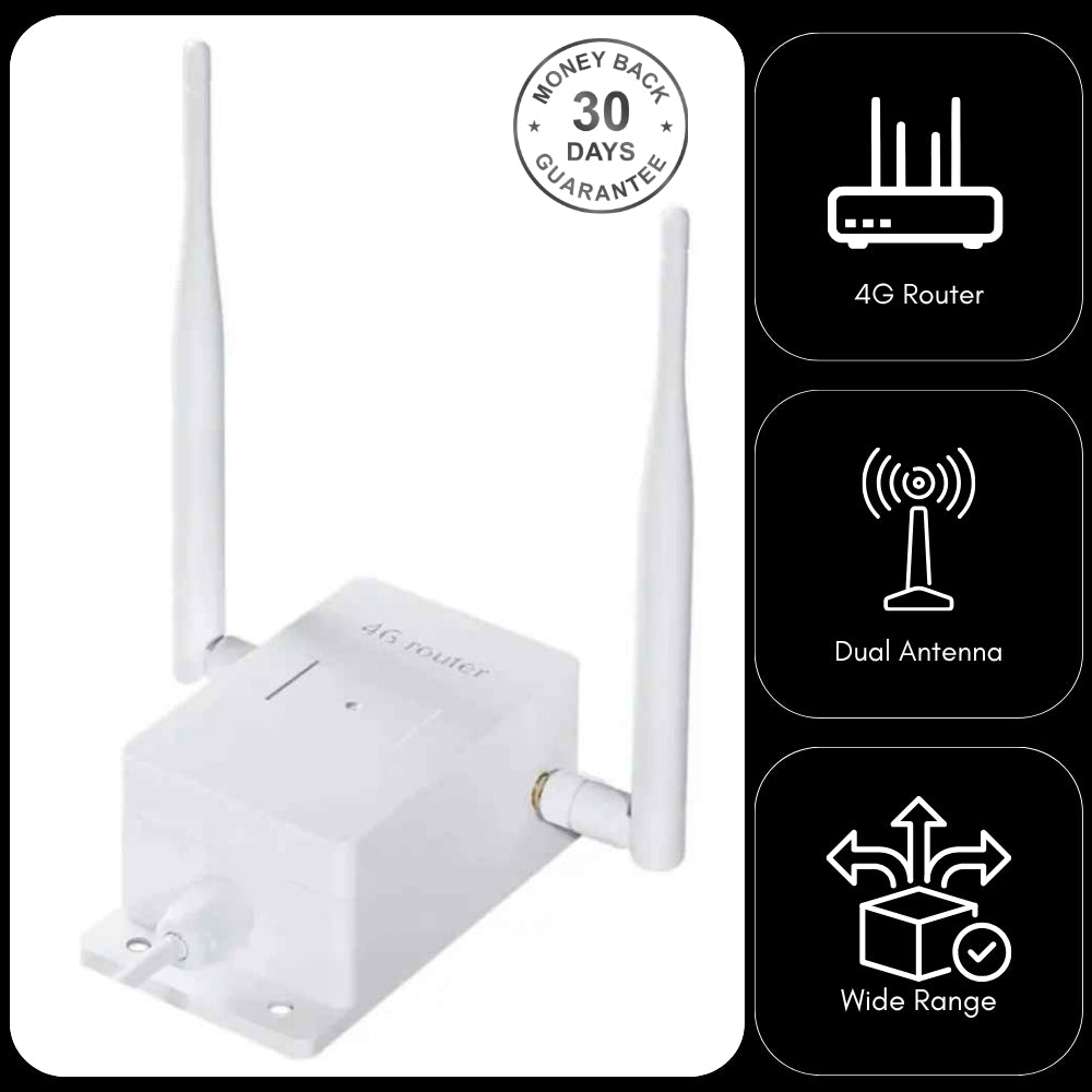 Outdoor 4G Sim Card Router 150mbps Wireless Wi-Fi 100 Metre Radius Dual Antenna Hotspot for Security Surveillance Camera