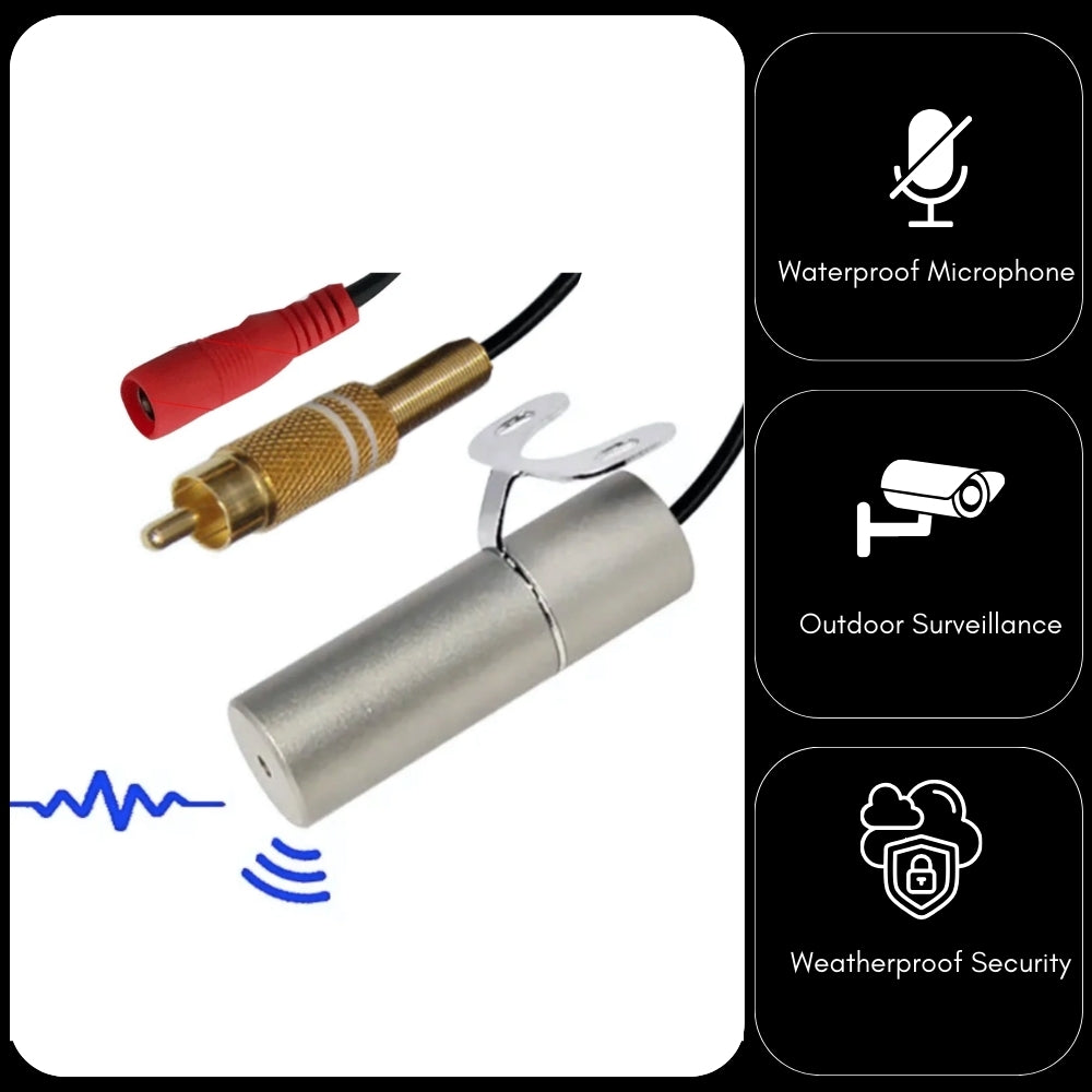 CCTV Camera Microphone IP66 Rated Outdoor Waterproof Metal Housing 30cm Cable 6-12V