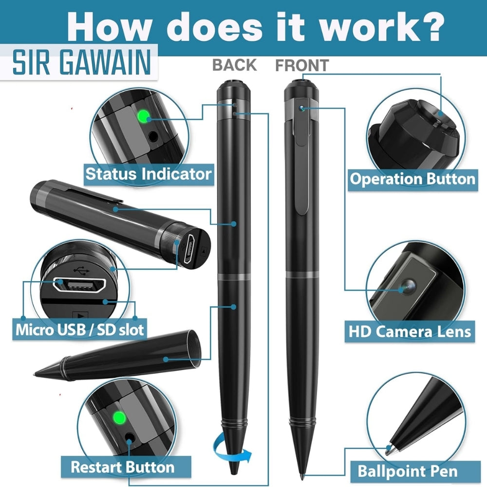 W9 Video Pen Recorder 12MP Camera 1080p Full HD with Audio & Photo One Touch Record