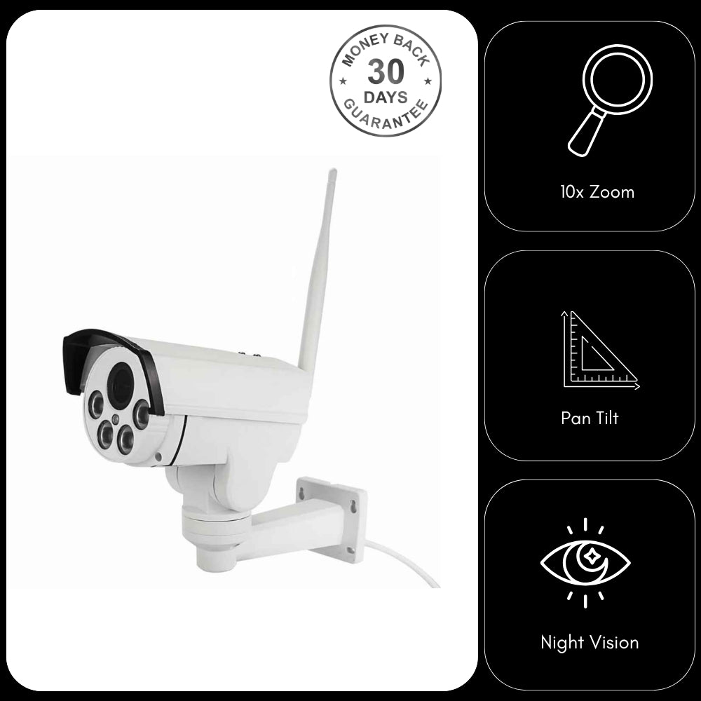 4G Wireless Wi-Fi CCTV Security Video Camera Pan/Tilt Night Vision 10x Optical Zoom