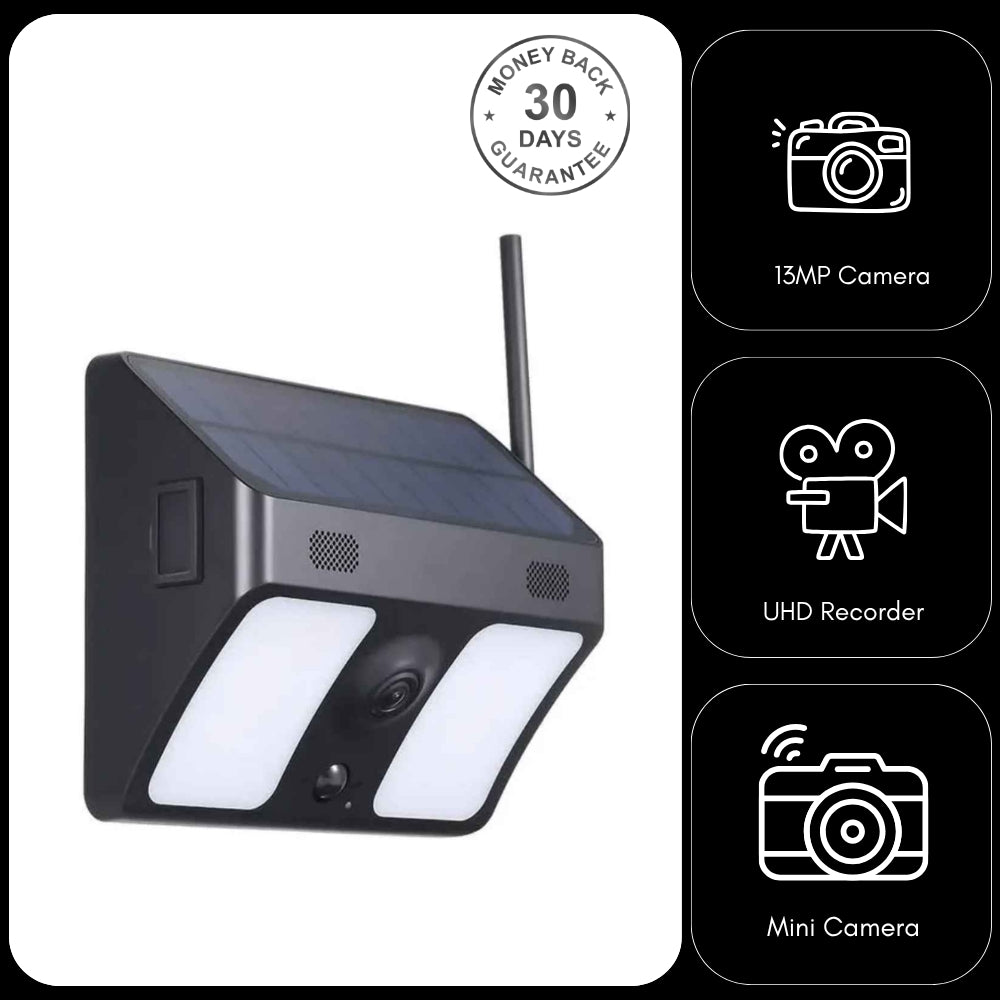 Solar Power Wi-Fi Camera 1080P HD Garden Lamp PIR Motion Detect Instant Alarm Notification