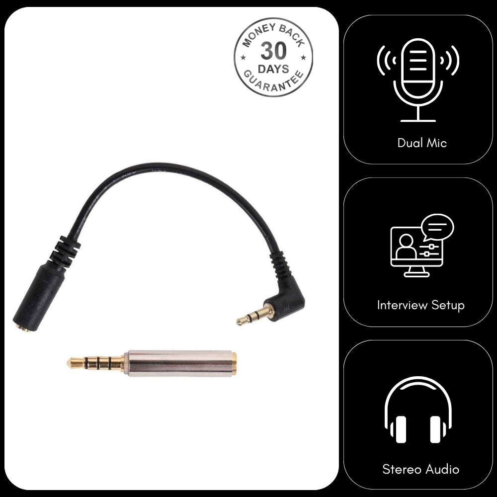 Dual 2x Lavaliere Microphone Lapel Tie Clip For Smartphone and DSLR Camera 3.5mm Jack