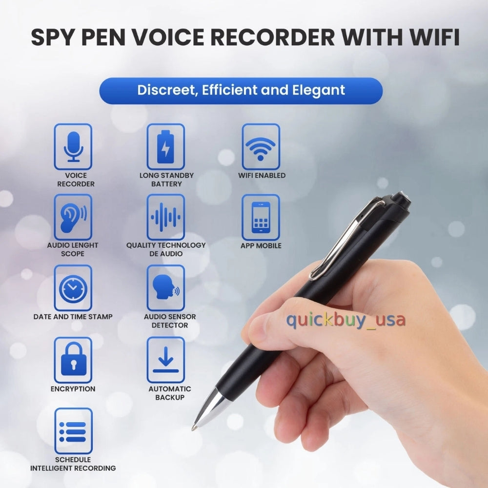 AR05 Wireless Wi-Fi Pen Voice Recorder Unlimited Range 9 Day Battery Download Recordings Push Notifications