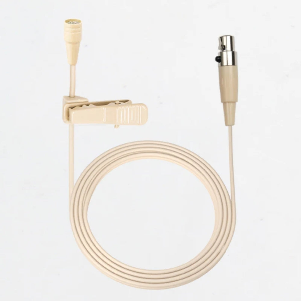 HC-4052 Beige Lavaliere Lapel Microphone Omnidirectional for Wireless Body Pack Radio Transmitters