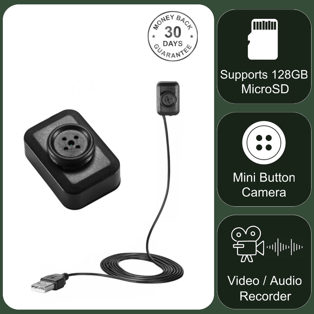 918C Mini Button Camera Video Recorder with Audio 480p HD only 26mm x 18mm x 9mm