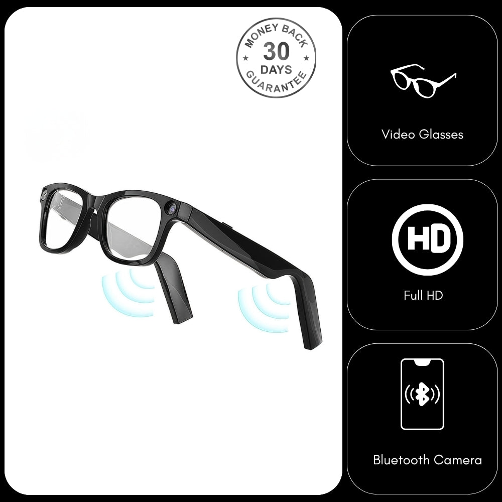 8MP Video Glasses Camera Smart Bluetooth Wireless 1080p Full HD Video Recording Photo and Audio