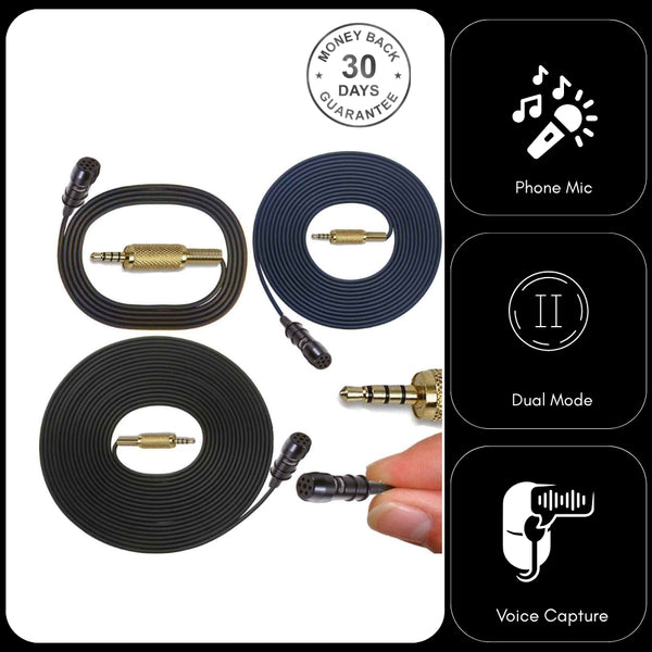 Smartphone Lavaliere Lapel Microphone Omni/Uni-Directional 3.5mm TRRS Jack Plug