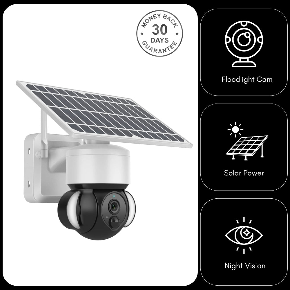 4G Solar Powered Camera Security Floodlight Night Vision Pan/Tilt HD Video Recorder