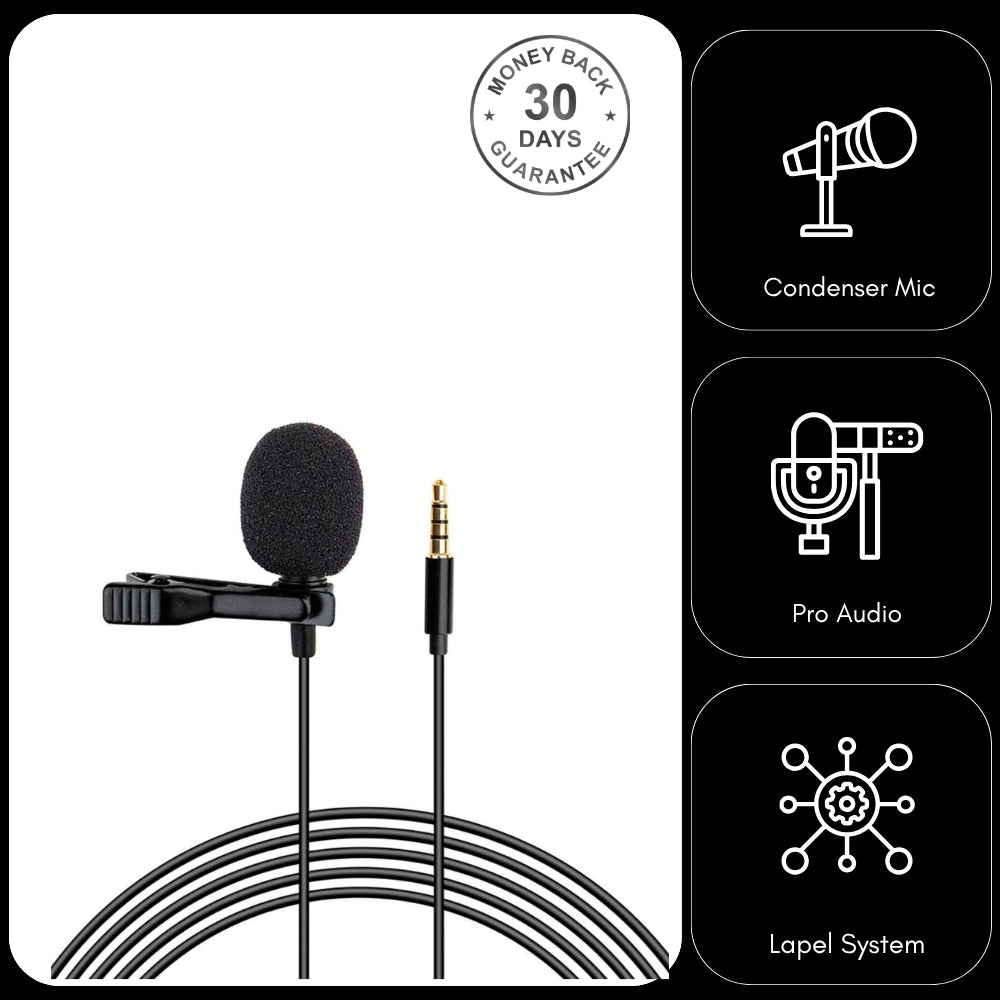 Professional Lavaliere Lapel Microphone Mini Clip On 3.5mm TRRS Jack Plug for Smartphone Tablet
