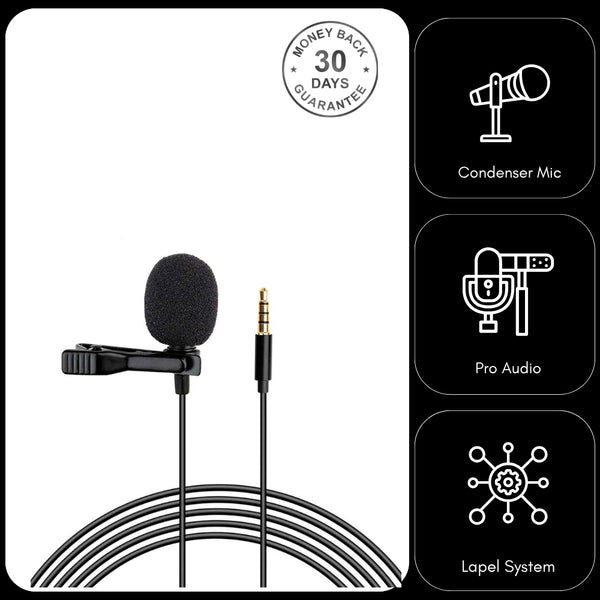 Professional Lavaliere Lapel Microphone Mini Clip On 3.5mm TRRS Jack Plug for Smartphone Tablet
