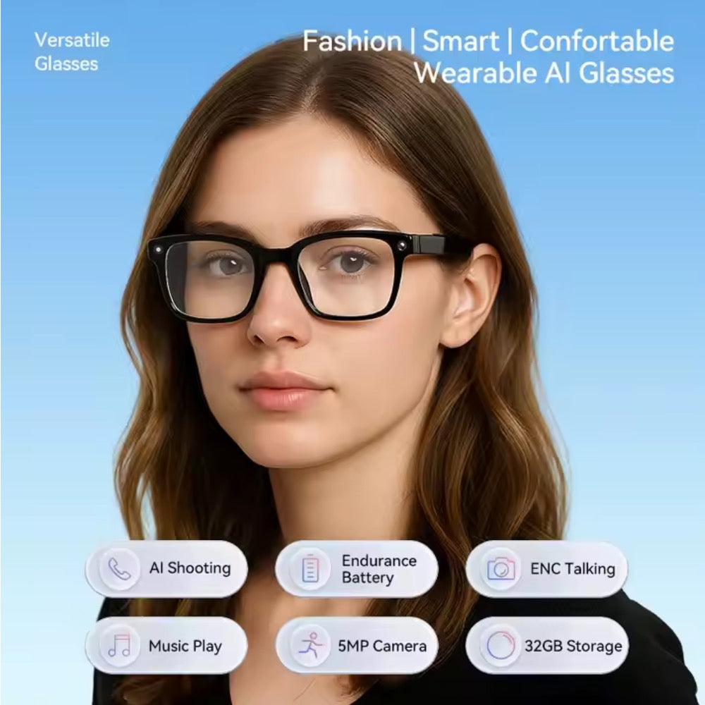 Smart Bluetooth Video Glasses 5MP Camera 1080p Full HD Video Recording Photo and Audio