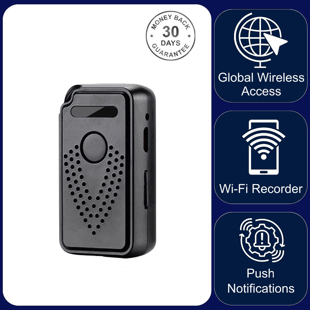 AR01 Wireless Wi-Fi Sound Recorder Listening Device Unlimited Range Live Audio Streaming Voice Activated Push Notification