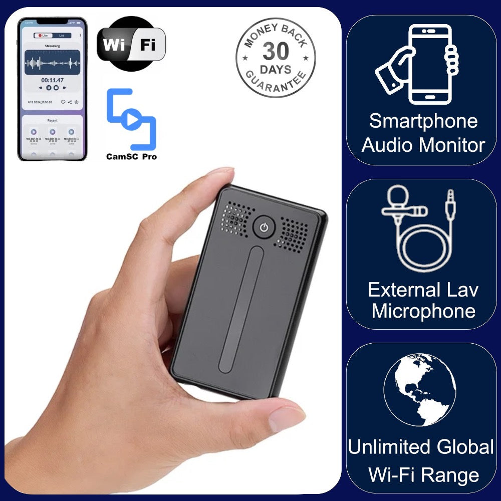 AR02 Wi-Fi Worldwide Live Streaming Audio Recorder Sound Activated Push Notification
