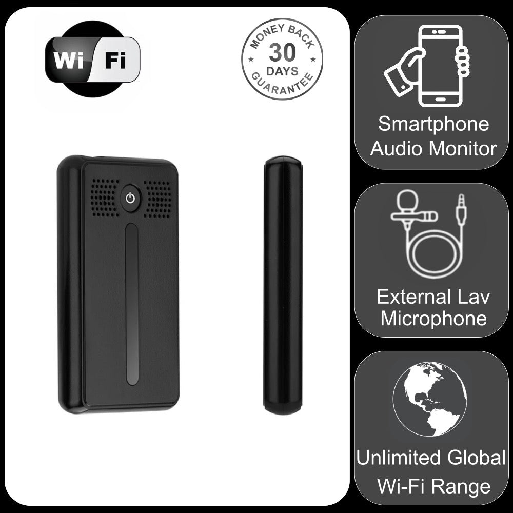 AR02 Wi-Fi Worldwide Live Streaming Audio Recorder Sound Activated Push Notification