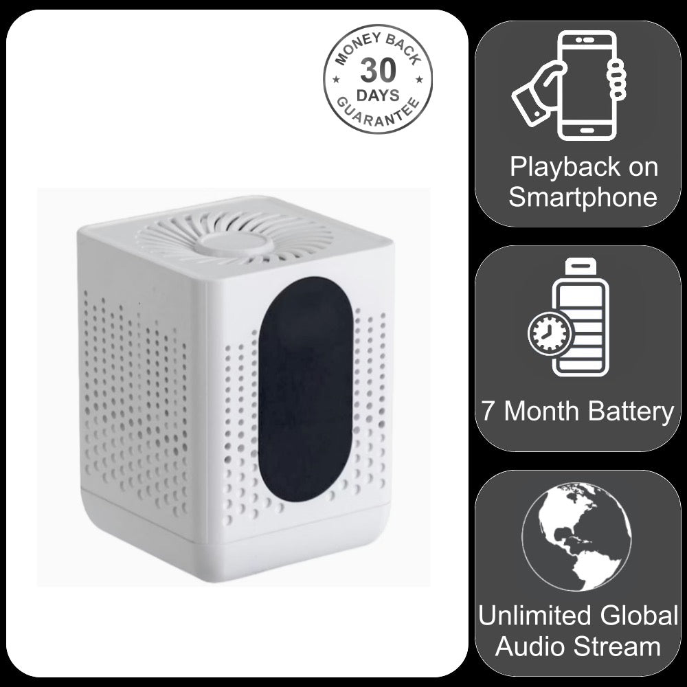 AR07 Wireless Wi-Fi Audio Recorder Sound Activated 7 Months Battery Unlimited Range Audio Listening Download