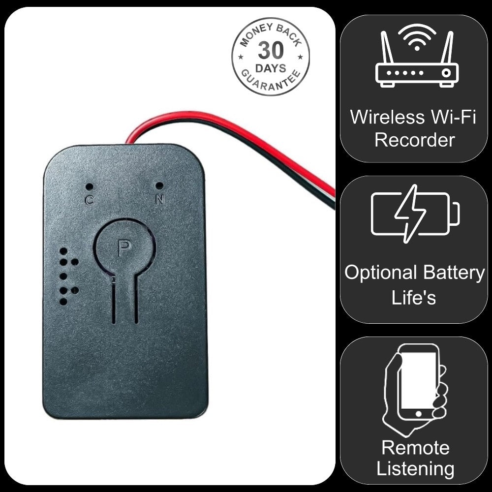 AR09 Wireless Wi-Fi Audio Recorder Sound Activated 18 Month Battery Unlimited Range Audio Listening Download Recordings