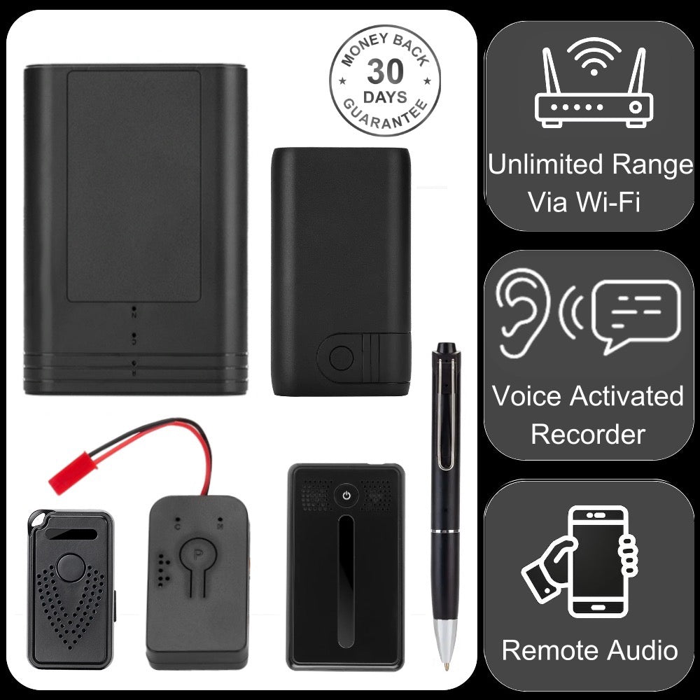 Wireless Wi-Fi Audio Listening Sound Activated Recorder Unlimited Range Live Stream Download Push Alert
