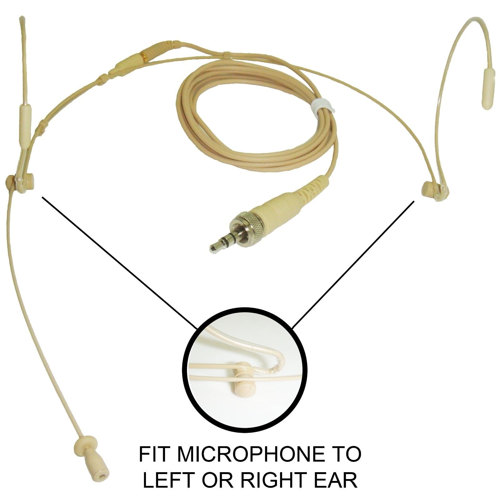 Beige Double Ear Hook Microphone for JTS Wireless Radio Body Pack Transmitter 4 Pin Mini XLR TA4F