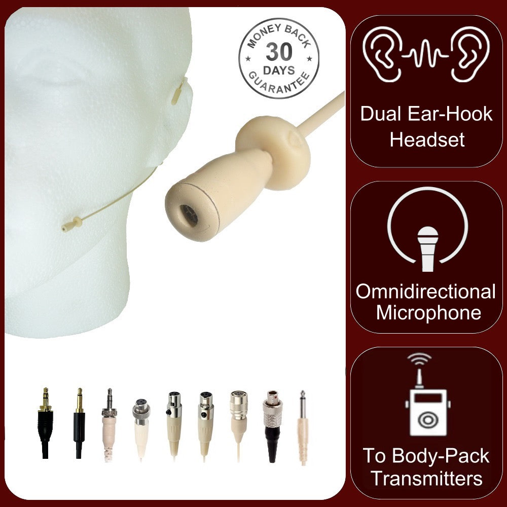 Micronic BPE3 Double Ear Hook Microphone Ultra Light Weight Steel Frame for Body Pack Transmitters