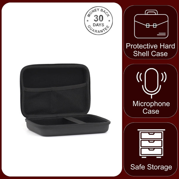Microphone Protective Case 16cm x 12cm x 6cm Black Hard Shell for Double Ear Hook and Lavaliere Mics