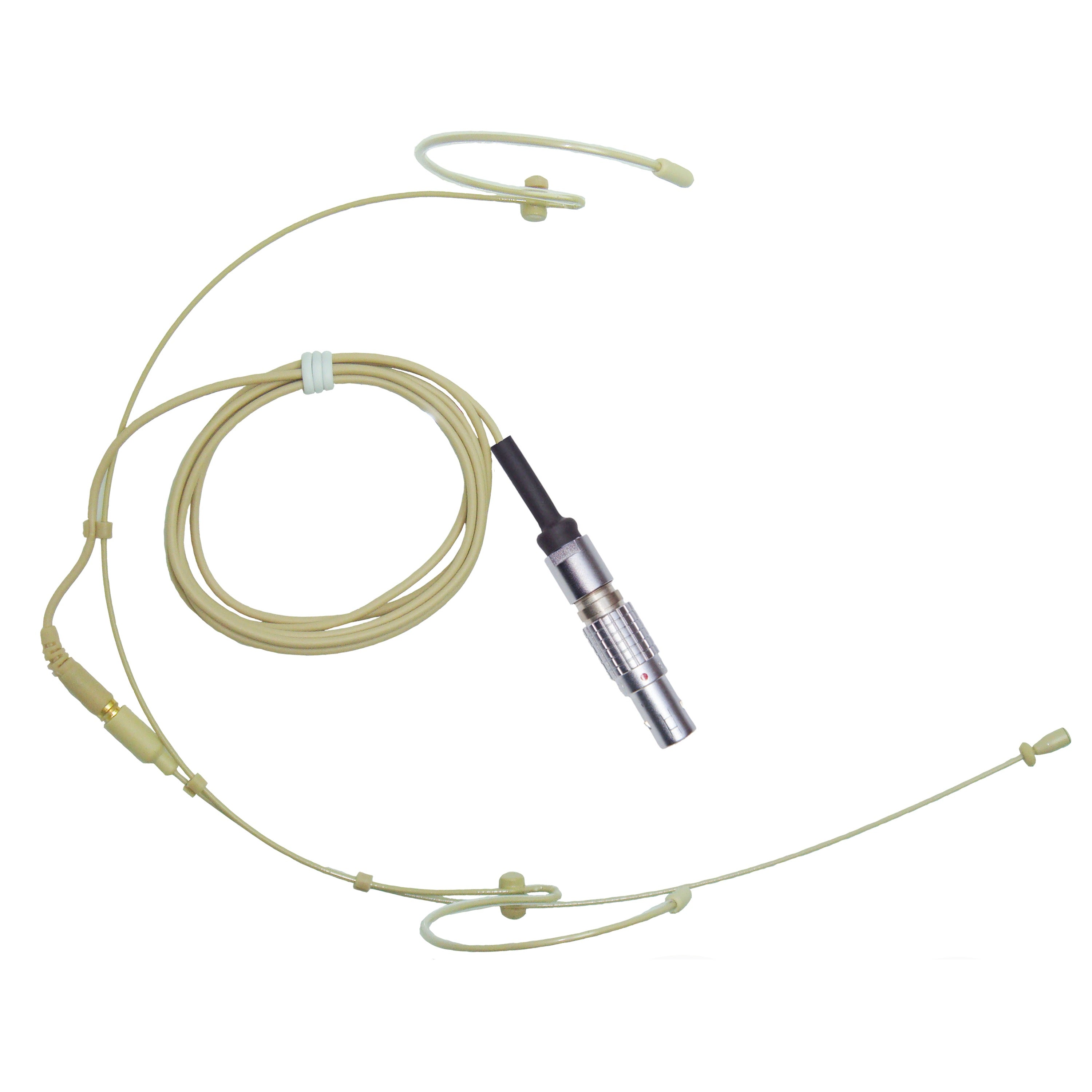Beige Double Ear Hook Microphone for Beyerdynamic Body Pack Transmitters Lemo 4 pin or 4 Pin Mini XLR