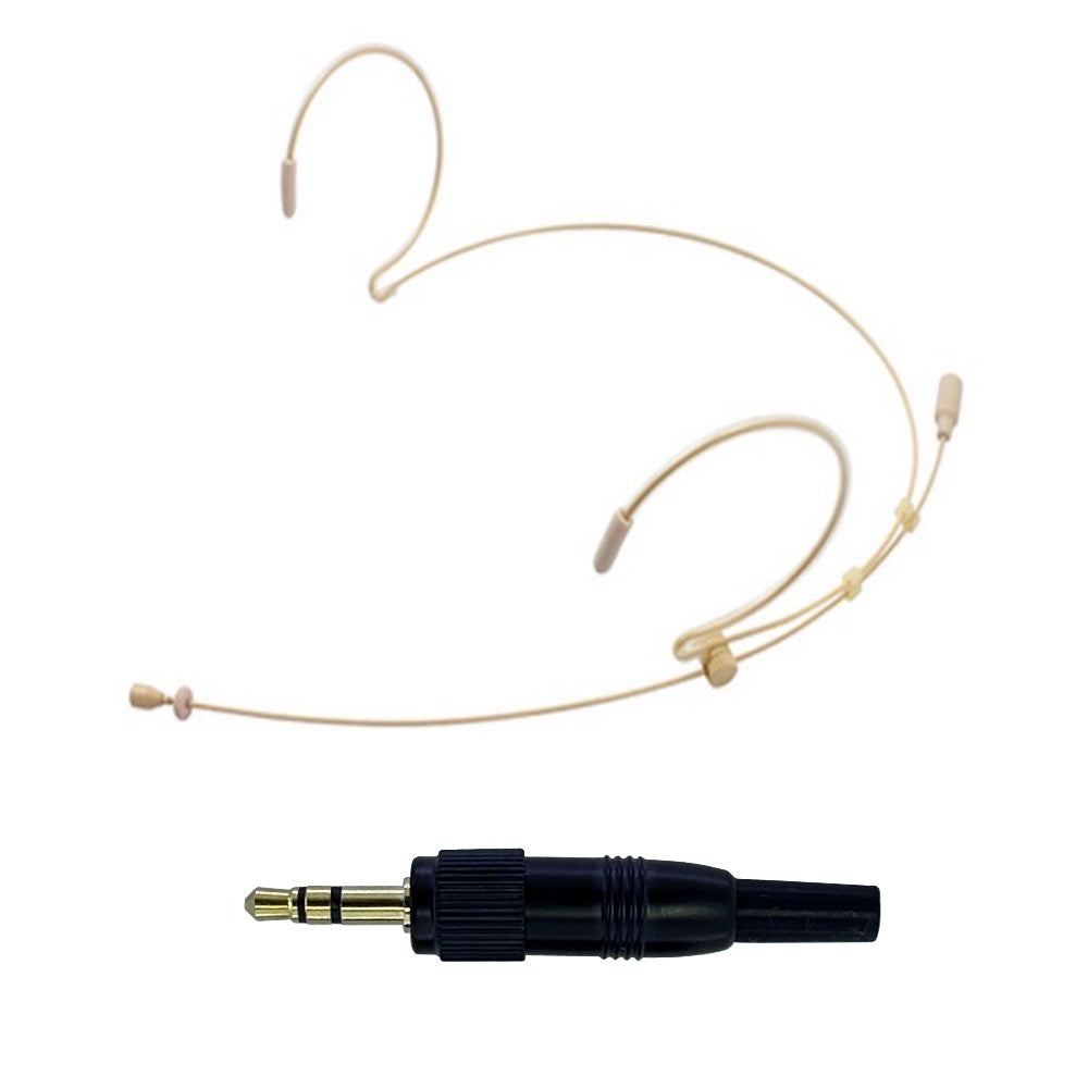 Double Ear Hook Microphone for Sony Body Pack Transmitters with 3.5mm Jack or 4 Pin Hirose Input
