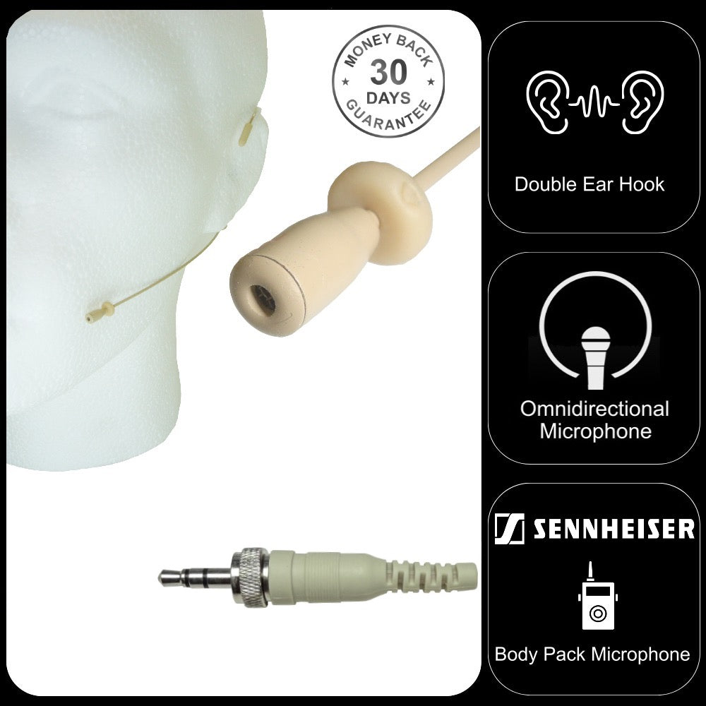 Double Ear Hook Microphone for Sennheiser 3.5mm Jack Body Pack Transmitters EW SK AVX G XSW SL DW EK