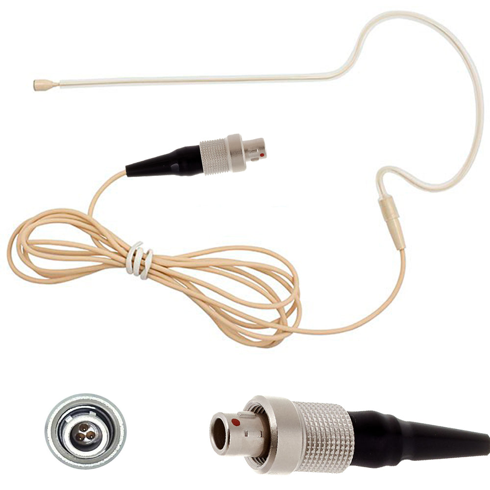 Single Earset Ear Hook Microphone for Shure Body Pack Transmitters 4 Pin Mini XLR Lemo 3 pin