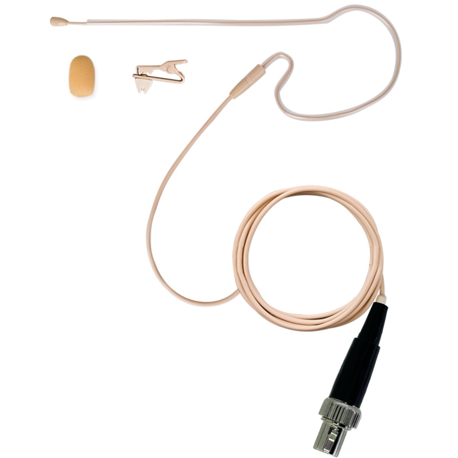Beige Single Ear Hook Microphone for Wireless Body Pack Transmitters to fit all Brands Makes Models