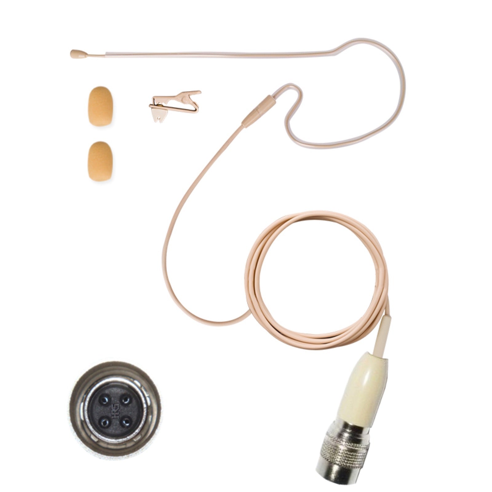 Beige Single Ear Hook Microphone for Wireless Body Pack Transmitters to fit all Brands Makes Models