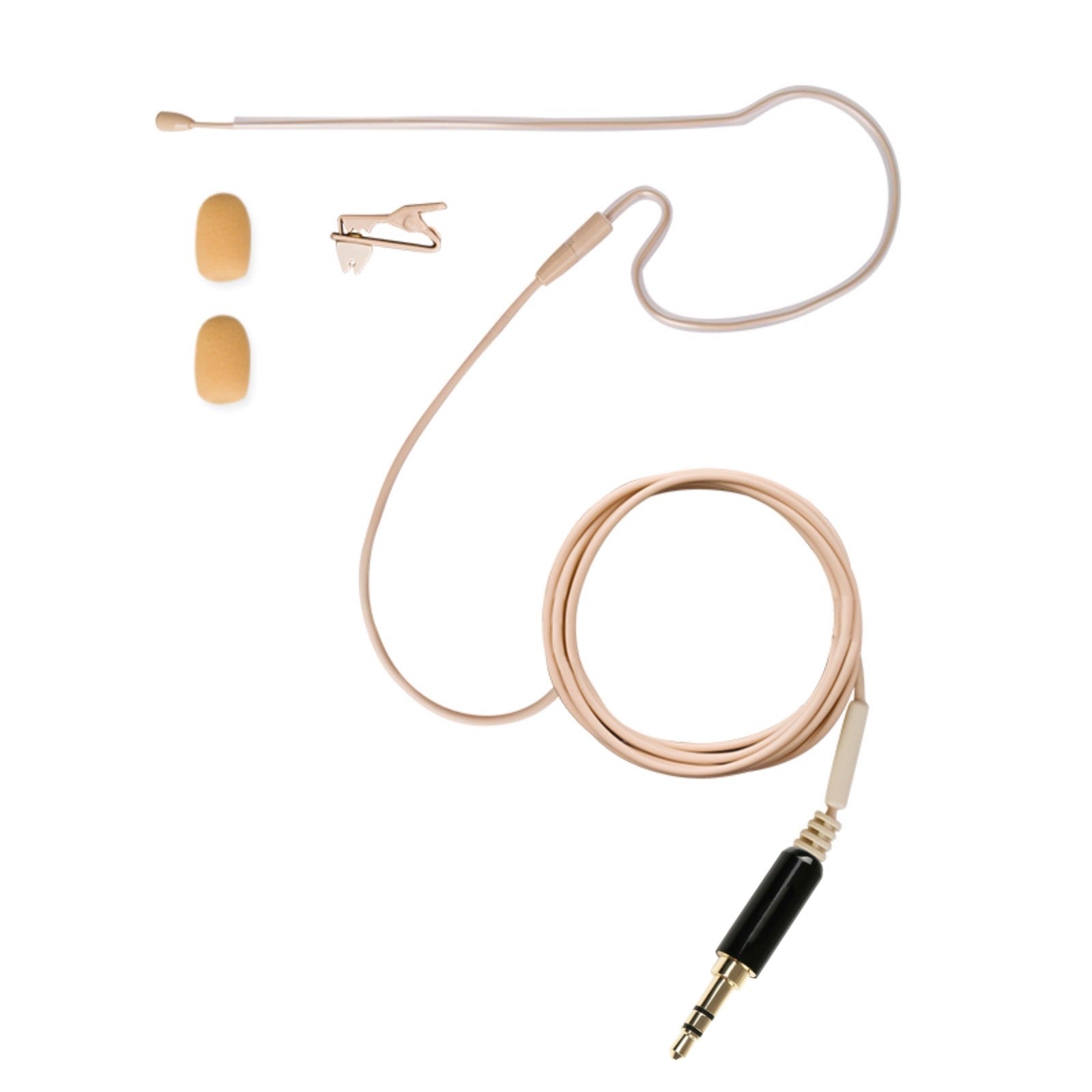 Beige Single Ear Hook Microphone for Wireless Body Pack Transmitters to fit all Brands Makes Models