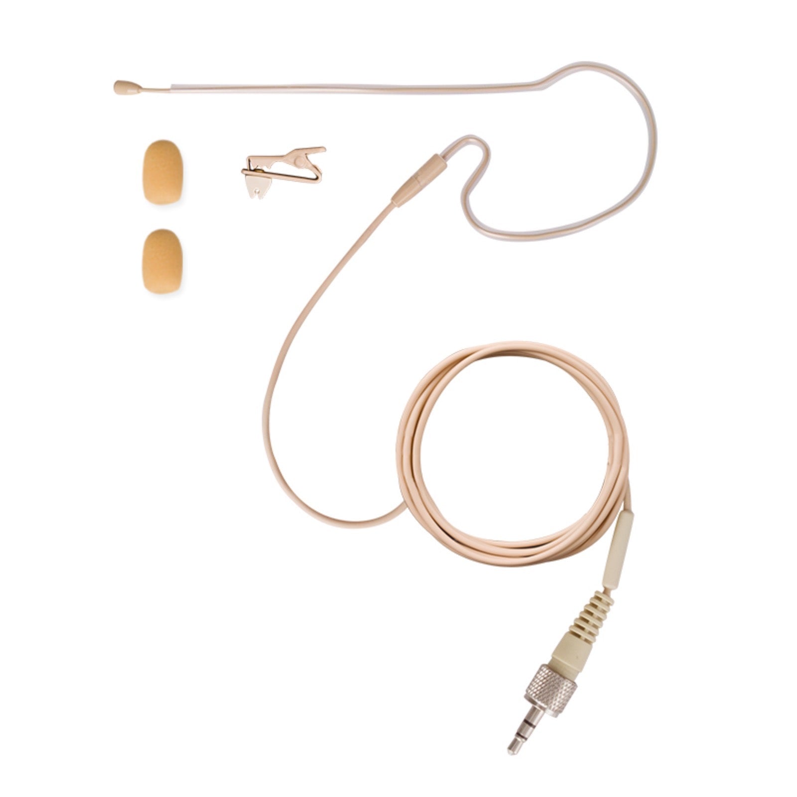 Beige Single Ear Hook Microphone for Wireless Body Pack Transmitters to fit all Brands Makes Models