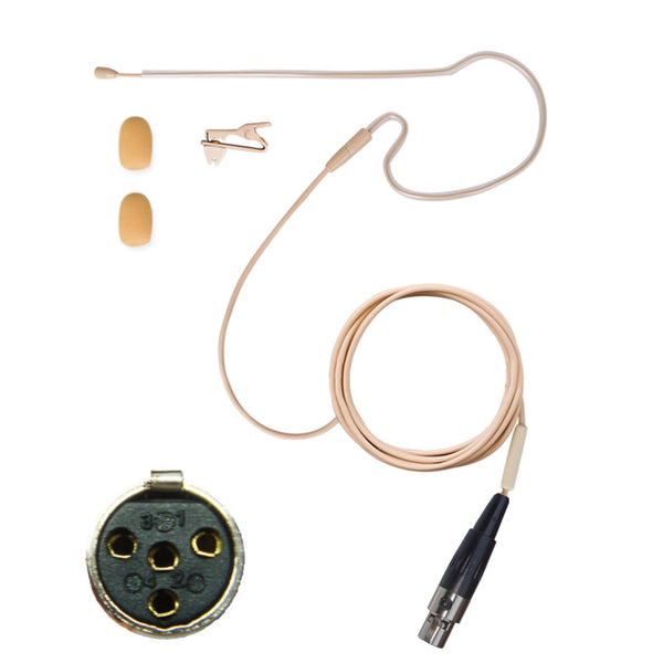 Single Earset Ear Hook Microphone for Shure Body Pack Transmitters 4 Pin Mini XLR Lemo 3 pin