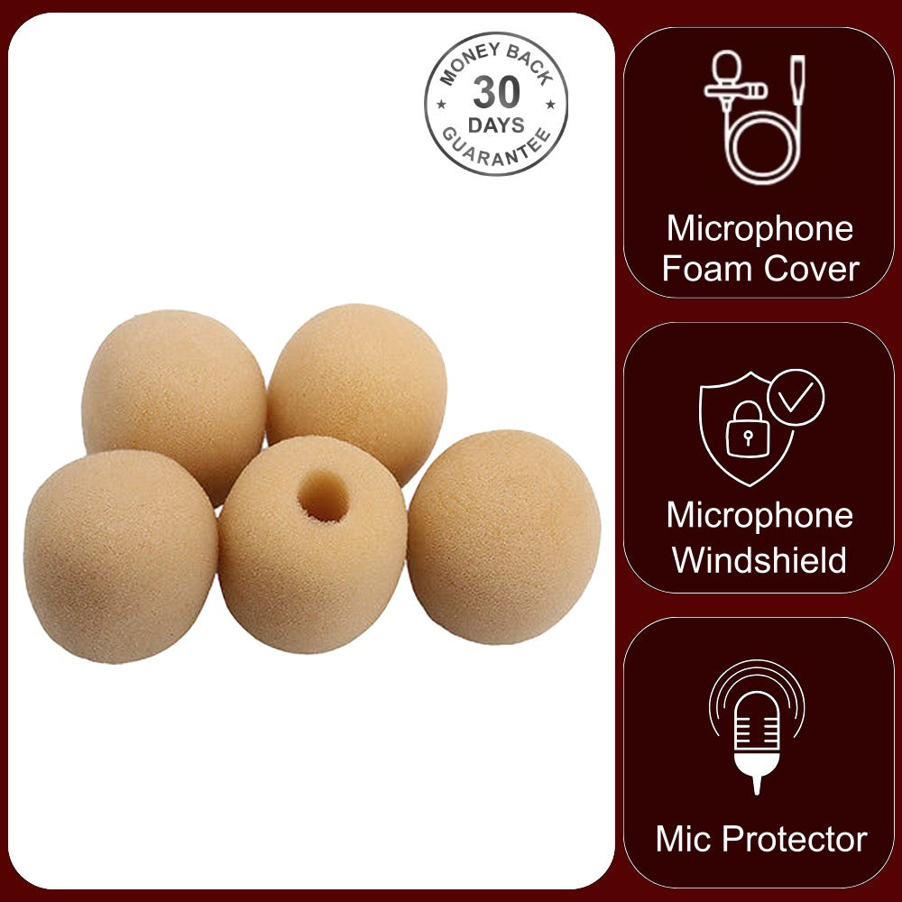 Pulse Beige Foam Windshields High Density for Ear-Hook Headset Microphones 2.5mm Diameter Pack of 5