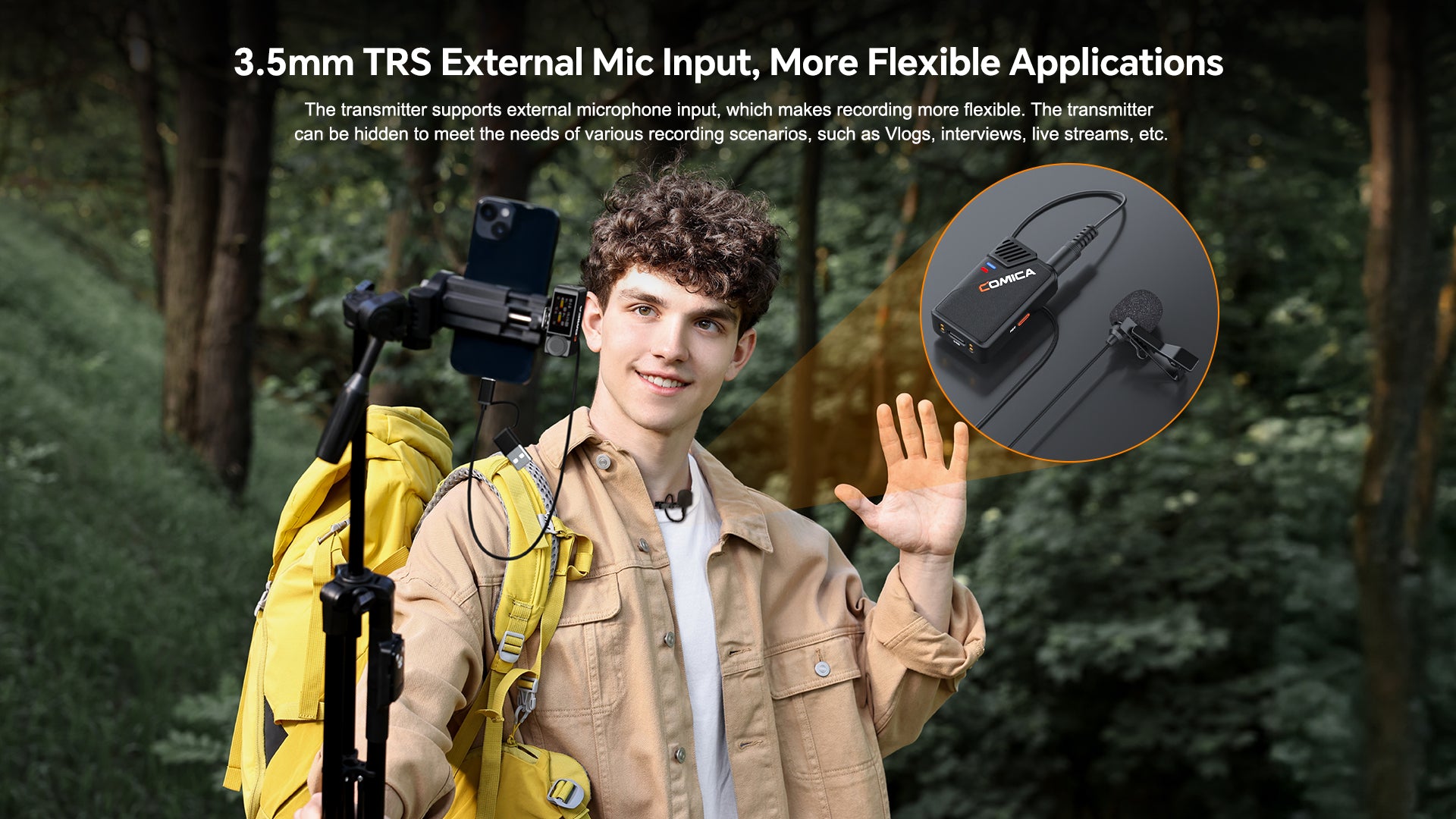 COMICA BooMax Wireless Lavalier Microphone - 32-Bit Float Recording, Cardioid/Omnidirectional Recording, 2.4GHz Dual Lapel Microphone with 32GB Memory, Touchscreen Wireless Mic for Camera