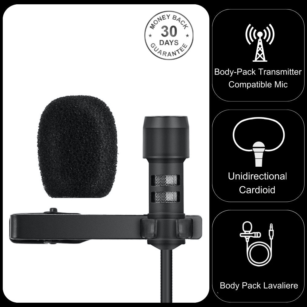 Uni-Directional Cardioid Lavaliere Lapel Microphone For All Brands Body Pack Transmitters