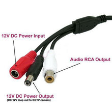 Outdoor Waterproof CCTV Microphone Long Cable RCA Phono Output 2.1mm 12v DC Input