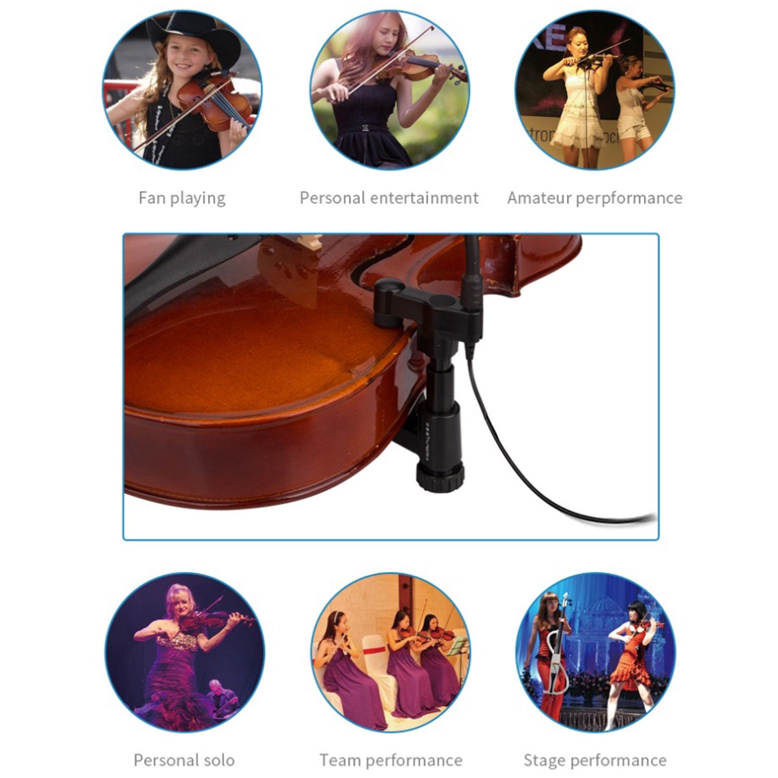 String Instrument Cardioid Microphone with Flexible Gooseneck for use with Belt Pack Transmitters