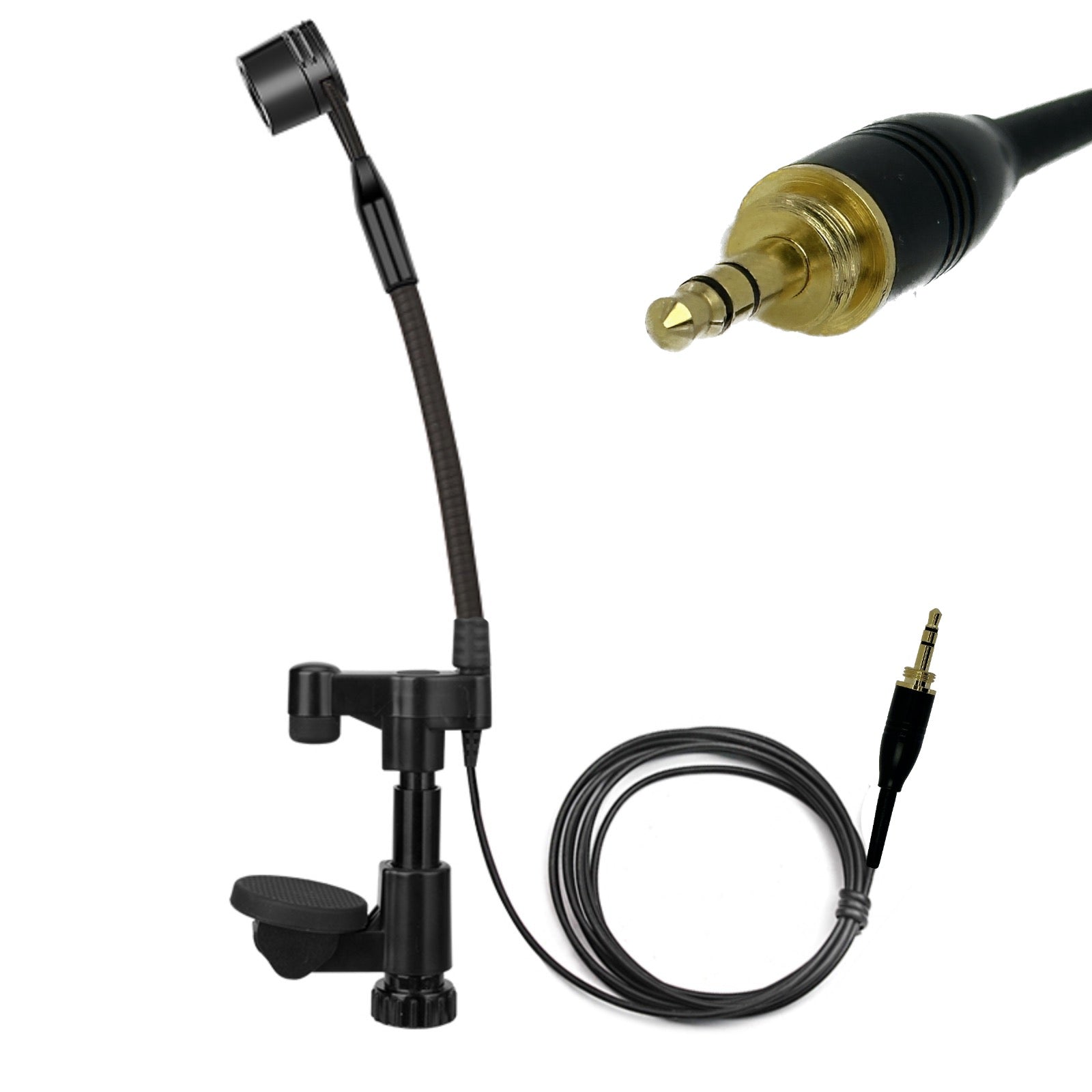 String Instrument Cardioid Microphone with Flexible Gooseneck for use with Belt Pack Transmitters