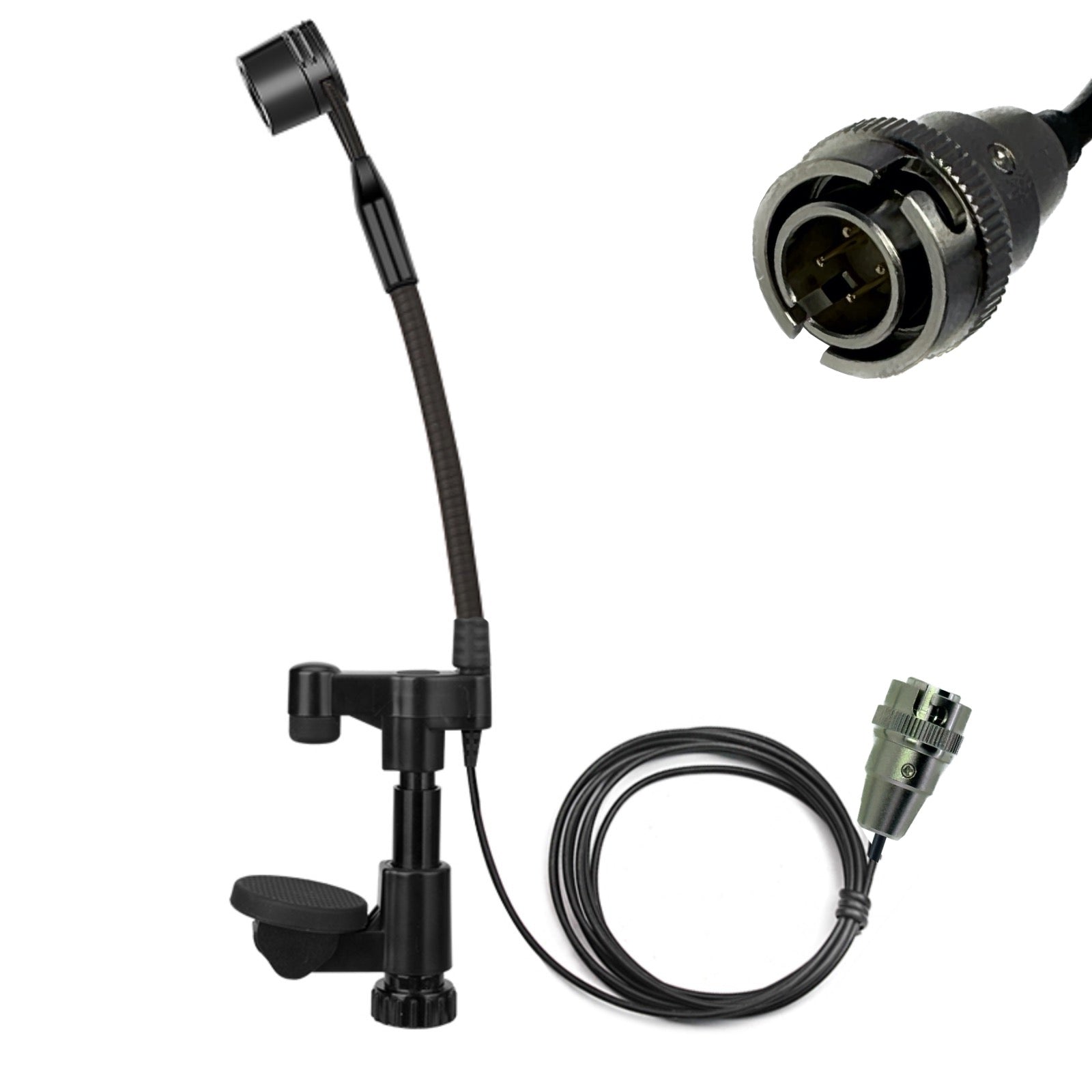 String Instrument Cardioid Microphone with Flexible Gooseneck for use with Belt Pack Transmitters